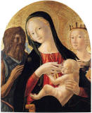 Neroccio-di-Bartolomeo de-Landi-Madonna-Bambino-tra-San-Giovanni-Battista-e-Santa-Caterina-Alessandria-1480-Norton-Simon-Museum-Pasadena-California