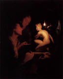 Godfried_Schalcken-Artist_and_Model_Looking_at_an_Ancient_Statue_by_Lamplight