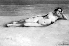 Carl-Kricheldorf-reclining-nude-on-a-sandy-beach