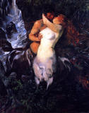 Wilhelm-Trubner-Pair-of-Centaurs-at-a-Waterfall-1880