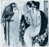 norman-lindsay-woman-with-parrot-1918