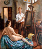 George-Owen-Wynne-Apperley-pintor-y-modelo en el taller