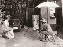 Toulouse Lautrec pintando en el jardín