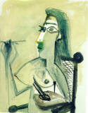 Pablo-Picasso-Desnuda-dibujando-sentada-en-sillon-de-1965